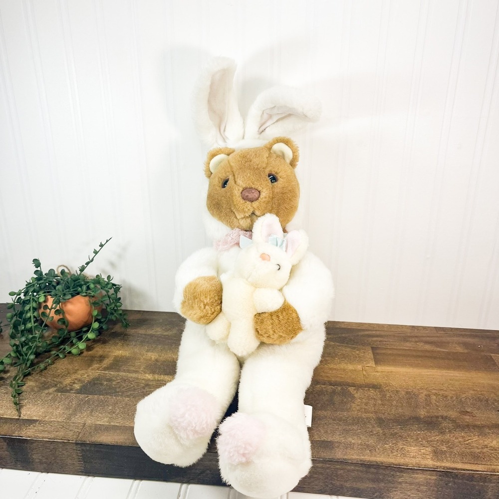 Plush Creations Teddy Bear Bunny Outfit W Baby Stuffed Animal Vintage‎ 1994 18"